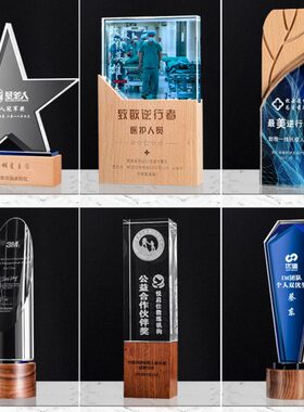 团队 奖杯定制金包邮属琉璃公司沙金独特新款奖牌水晶奖杯精致