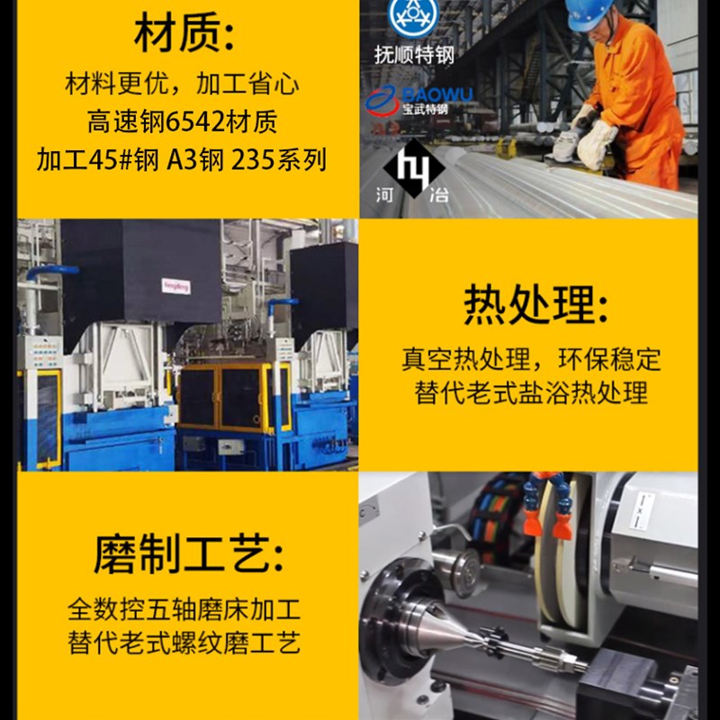 直槽细牙加长丝攻丝锥攻丝专用机用丝锥M8M1D0M12M14M16M20M24M30 - 图3