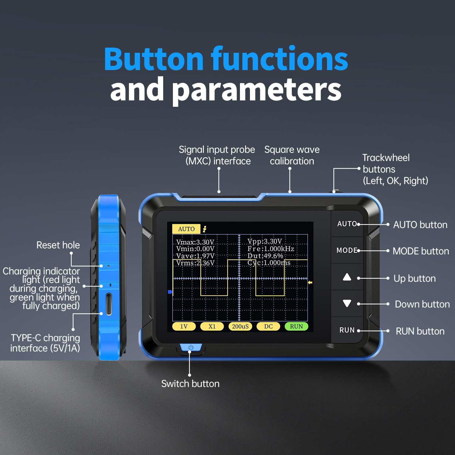 FNIRSI-DSO 152手持小型示波器便携式数字示波表初学者教学维修用 - 图1