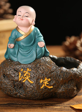 妙禅花器禅意小j和尚小沙弥摆件创意可爱家居摆设桌面办公室装饰