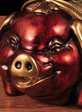 黄铜猪摆件生肖猪招财金猪家居客厅电视柜玄关装饰品开业商务礼品