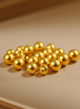 【平准】N古法珠999足金配件手链串珠小金珠手链3D硬金散珠DIY