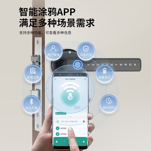 室内木门指纹锁办公室密码门锁家用卧室房间门把手分体智能电子锁 - 图3