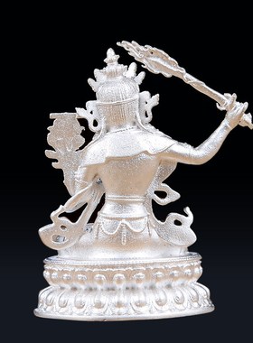 文殊菩萨铜像99银家用室内家用智慧菩萨随身佛小铜像