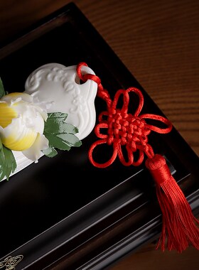 牡丹瓷花如意陶瓷摆件客厅轻奢高档办公室酒柜玄关装饰品送礼礼品