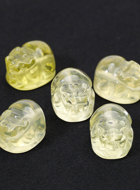 天然黄水晶貔貅通孔雕刻件