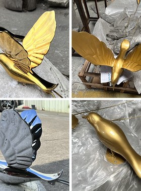 户外不锈钢仿真小鸟摆件园林草坪动物鸽子装饰售楼处小区景观雕塑