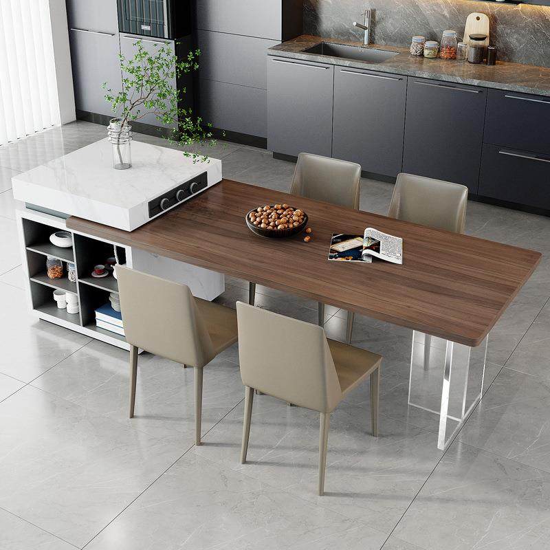 【折扣价】岩板岛台餐桌一体极简黑胡桃木悬浮感亚克力带水槽可伸,淘宝优惠券,粉丝福利购,淘宝优惠卷