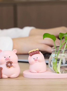 创意网红小猪绿萝水培花瓶摆件透明玻璃器皿客厅办公室桌面小摆设