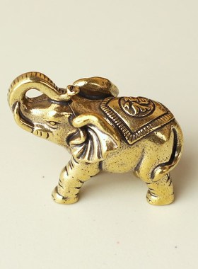 实心黄铜大象 可爱福像呆萌财像招财进宝 纯铜桌面摆件茶宠装饰品