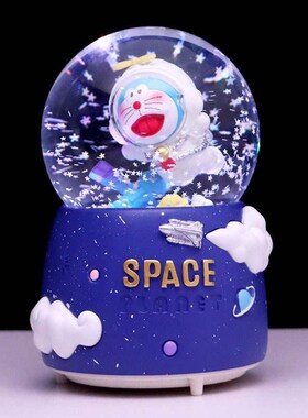 太空人宇航员星际猫哆啦水晶球音乐盒学生创意飘雪发光儿童节礼