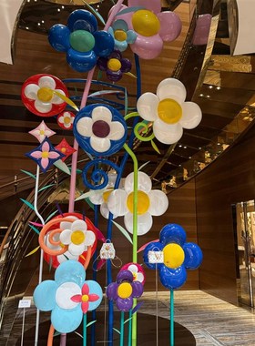 网红仿真花朵打卡雕塑商场景区背景墙布置引流装饰品花艺美陈摆件