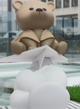 玻璃钢几何熊雕塑定制大型商场卡通售楼处户外景观园林景区大摆件