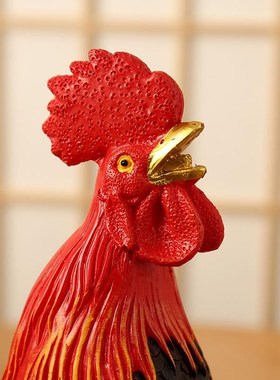 中式大公鸡树脂摆件客厅玄关装饰摆件大吉大利公鸡摆件电视柜装饰