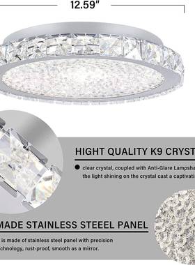 轻奢圆形LED水晶吸顶灯后现代小客厅灯简约现代灯饰卧室餐厅灯具