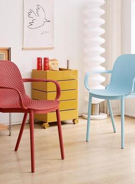 塑料椅子家用靠背椅加厚户外休闲椅现代简约餐桌椅北欧可叠放餐椅