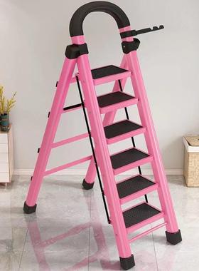 加厚钢管多功能梯步步高梯子室内扶梯四步五步梯家用折叠梯人马小