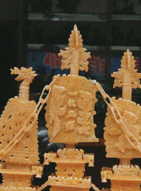 天然黄玉1米一帆风顺玉石龙船客厅镇宅开业商务创意玉雕玉工艺品