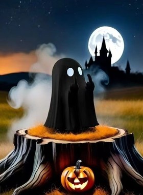 新款万圣节个性竖中指幽灵摆件创意可爱桌面装饰品道具送朋友摆件