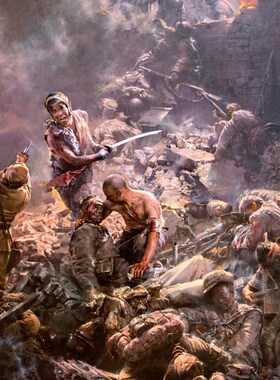 血战台儿庄革命战争油画办公室装饰画展厅会议室壁画走廊墙画W216