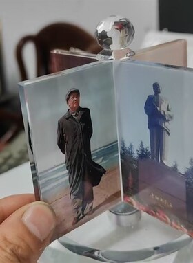 毛主席水晶汽车桌面摆件纪念礼品家居装饰创意360度旋转伟人摆件