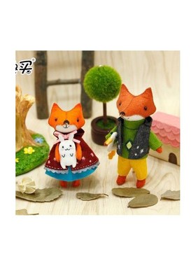 狐狸全家福不织布狐狸家族玩偶手工制作布艺材料包儿童节礼物