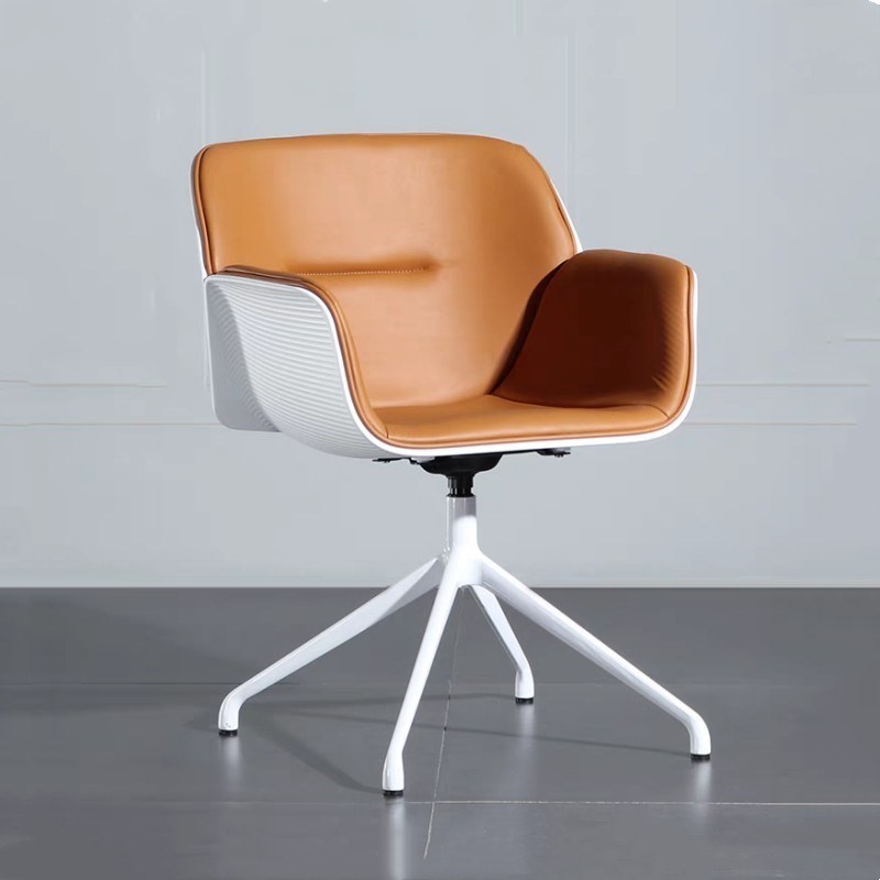 简约商务电脑椅书房职员皮布艺软包办公转椅 - 图1
