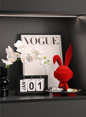 创意兔子坐姿钥匙收纳入户玄关摆件客厅轻奢高档饰品乔迁新居礼物