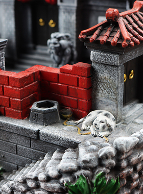 创意客厅微景观建筑摆件桌面造景室内收纳怀旧复古花盆装饰品礼物