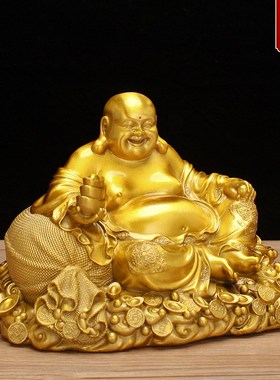 纯铜弥勒佛摆件聚宝盆弥勒佛像笑佛菩萨家用供奉佛像大肚福气布袋