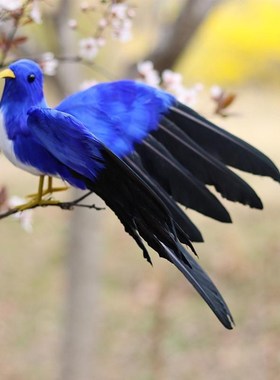 新款 新品仿真羽毛喜鹊摆件小鸟喜上眉梢七夕节主题装饰婚礼