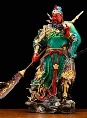 纯铜关公摆件办公室供奉提刀关公武财神关羽关二爷神像招财店铺用