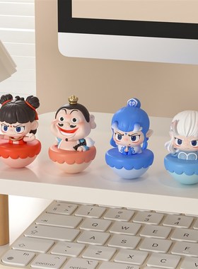 哪吒小摆件不倒翁上班工位情绪稳定神器办公室电脑桌面治愈装饰品