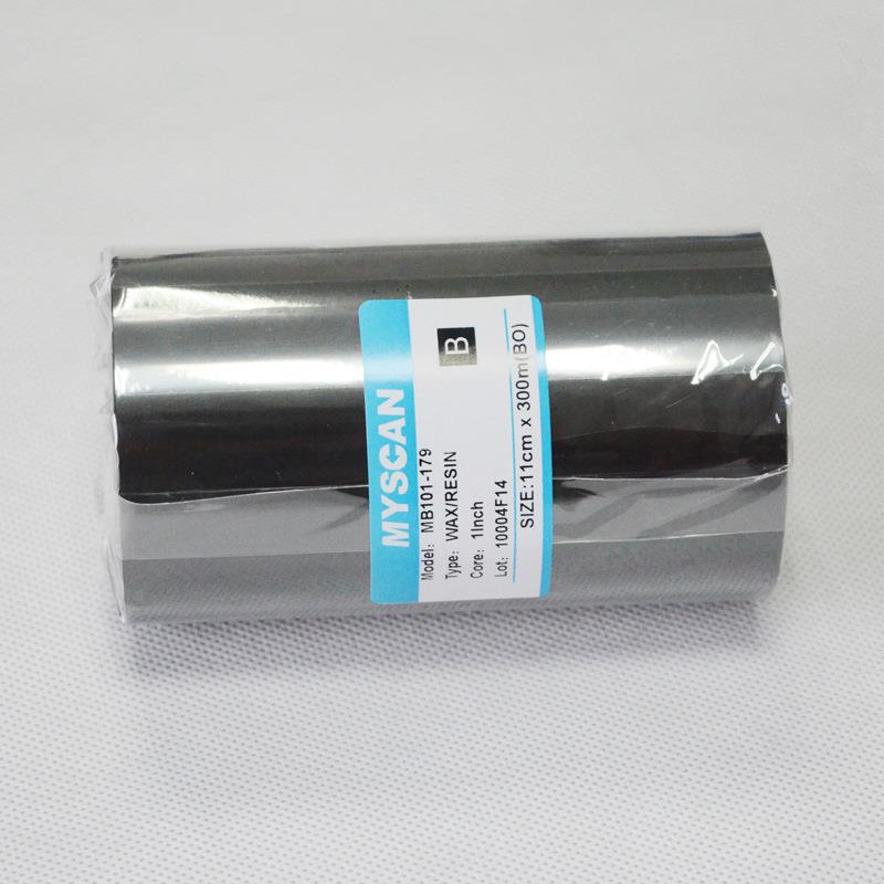 Imported mixed base ribbon 11cmx300m barcode label printer thermal transfer coated paper ribbon 110mm