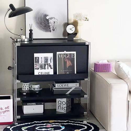 包豪杂志柜客厅收纳边几置物柜家用卧室床头置物架多层落地储物柜 - 图0