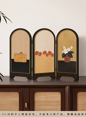 新中式绿色飞鸟屏风桌面摆件玄关柜茶桌家居装饰品客厅摆画礼品