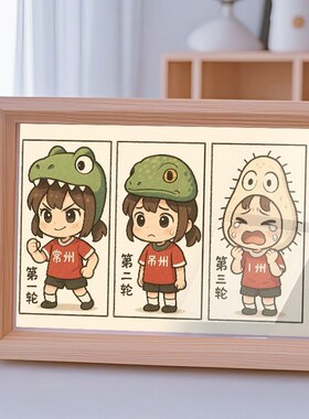 常州无锡苏州苏超联赛太湖三傻摆件搞笑相框桌面摆台周边纪念手办