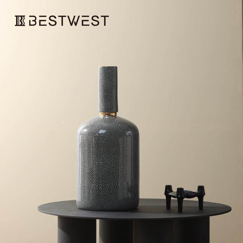 博西家居新中式复古小口陶瓷花瓶家居客厅创意插花器摆件装饰品,淘宝优惠券,粉丝福利购,淘宝优惠卷