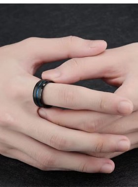 特大号戒指男女通用黑色宽双层可转动旋转大码大胖妹个性休闲食指