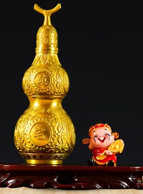 黄铜葫芦摆件开盖招财旺宅空心八卦葫芦家居客厅办公室桌面装饰品