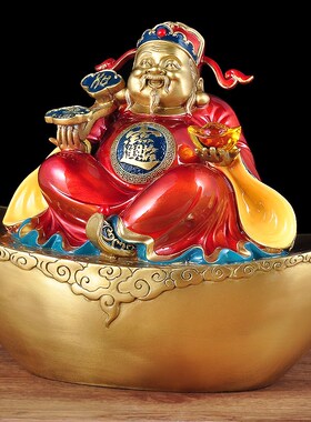 铜元宝财神爷摆件佛像招财家用供奉客厅玄关财位装饰店铺开业礼品