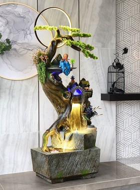 客厅茶室禅意流水装饰循环水摆件办公室阳台庭院鱼池开业招财景观