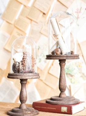 慕空间美式欧式复古高脚玻璃罩样板间装饰玄关餐厅摆件