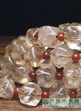 天然白水晶手串八棱随型高配珠清代项链念珠勒子管珠高古水晶手链