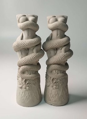 中式水泥柱家居装饰锥面艺术摆件鱼缸造景沉水玄关客厅书房装饰品