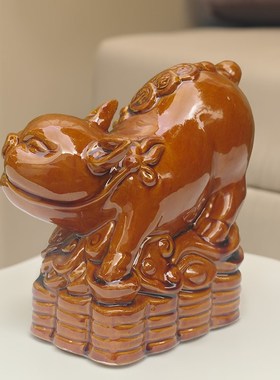 陶瓷猪摆件十二生肖猪中式家居卧室缺角补角客厅小财猪创意装饰品