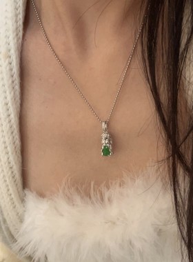 祖母绿佛像吊坠项链新款2024爆款毛衣链装饰配饰女款锁骨链颈链