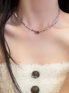 【被揉碎的光】紫水晶珍珠项链女轻奢小众设计高级感夏新款锁骨链