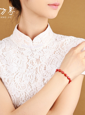 朱砂欢喜手串女士佩戴本命年手链