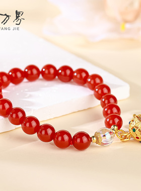 天然和田玉手串女款红玛瑙手链